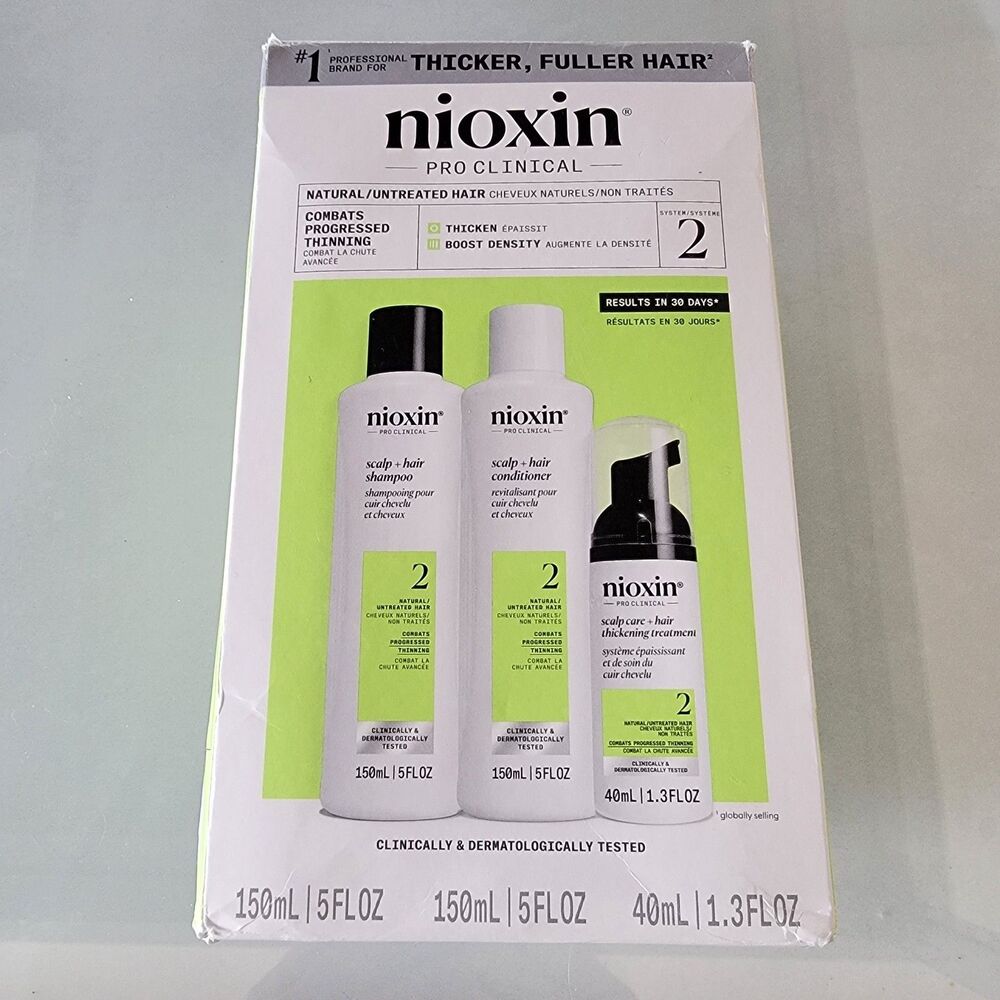 Nioxin Scalp Hair Thickening System 2 Kit Natural Progressed Thinning 3 Items